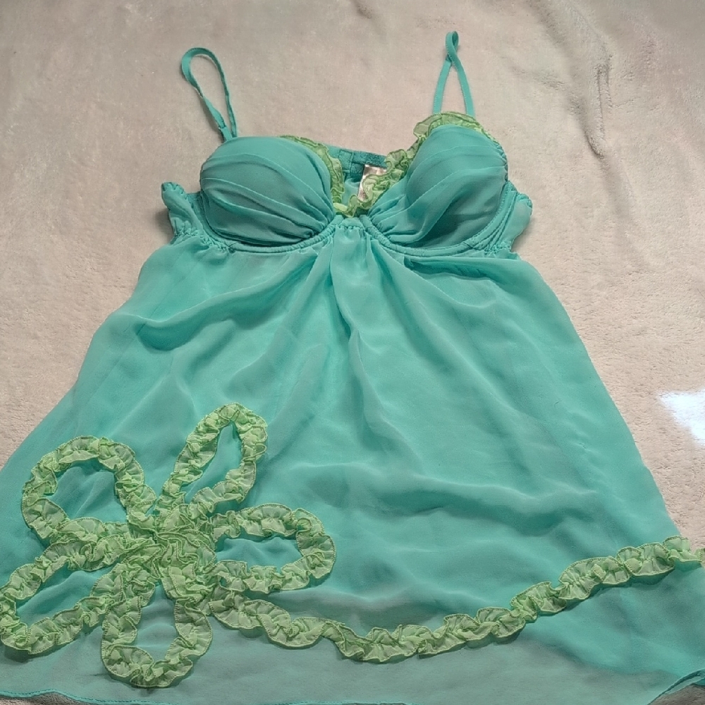 Ambrielle's Secret Aqua and Lime Lingerie small